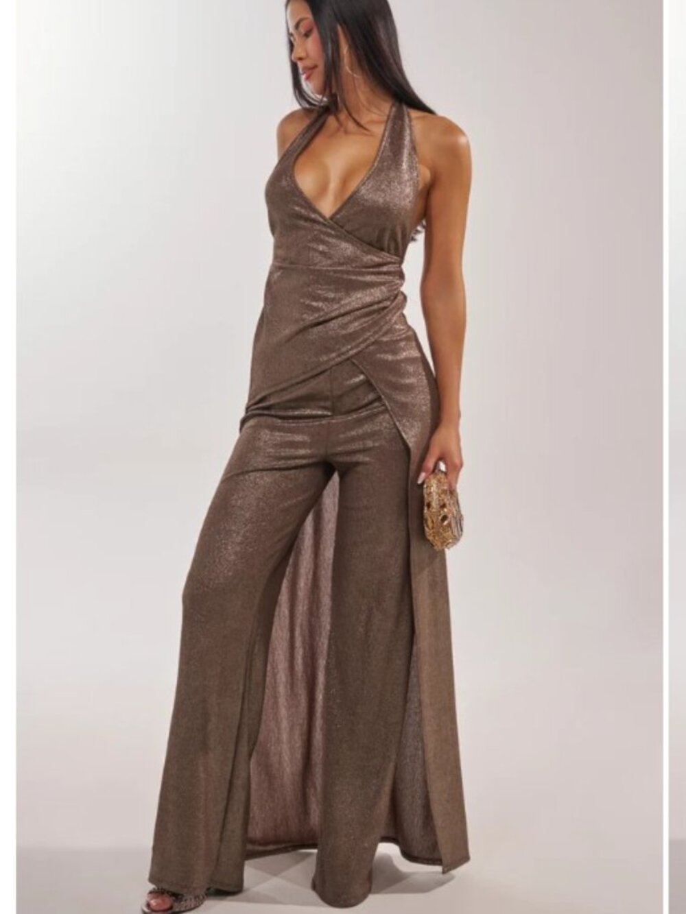 👗Akira Halter Maxi Top, Bronze NWT - XL